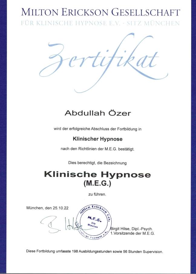 Klinik Hipnoz (M.E.G.) Sertifikası
