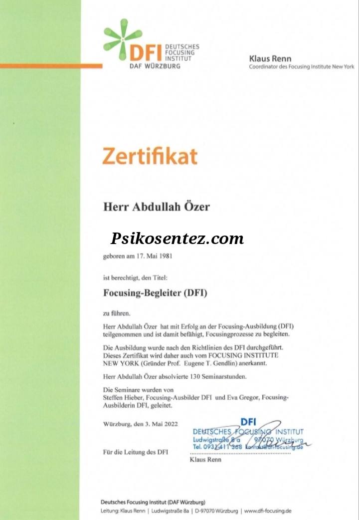 Focusing-Begleiter (DFI) Sertifikası