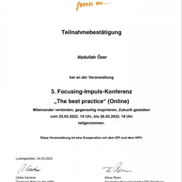 3. Focusing-Impuls-Konferenz: „The best practice“ (Online)