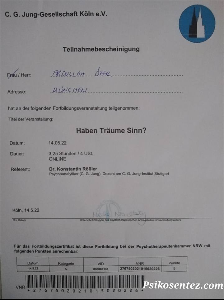 „Rüyaların bir anlamı var mı?“ (Haben Träume Sinn?)