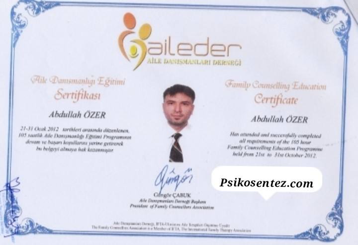Aile Danışmanlığı Eğitimi Sertifikası